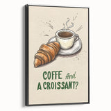 Black and white framed canvas featuring a vintage poster of assorted pastries, ideal for bedroom wall decor.