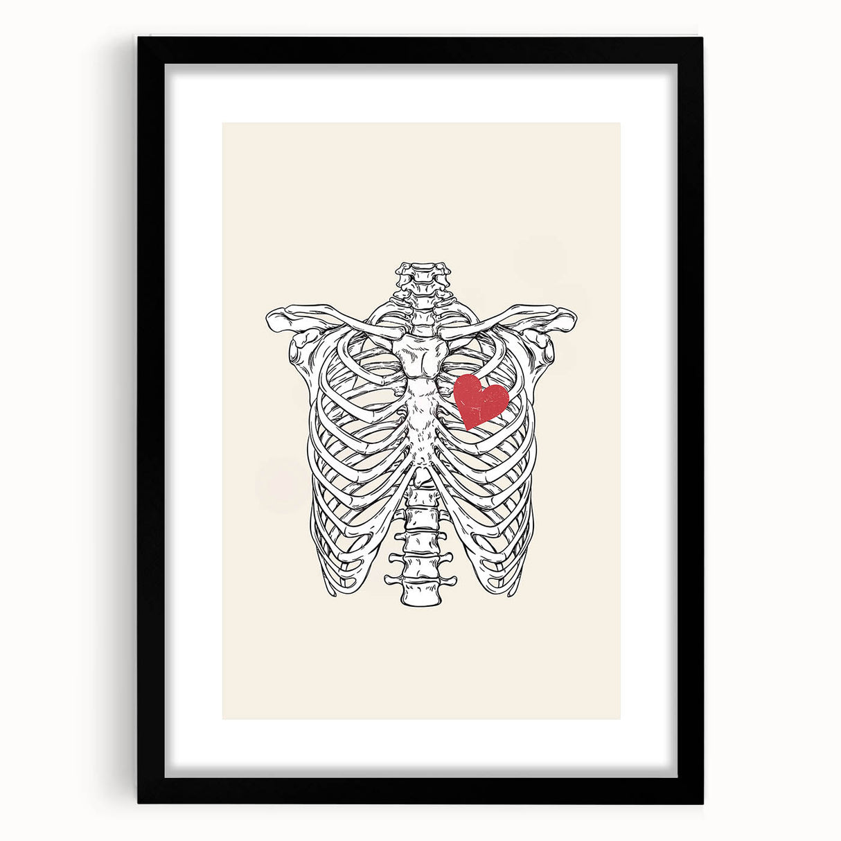 Heart and Skeleton Halloween Wall Art - Gothic Anatomical Decor