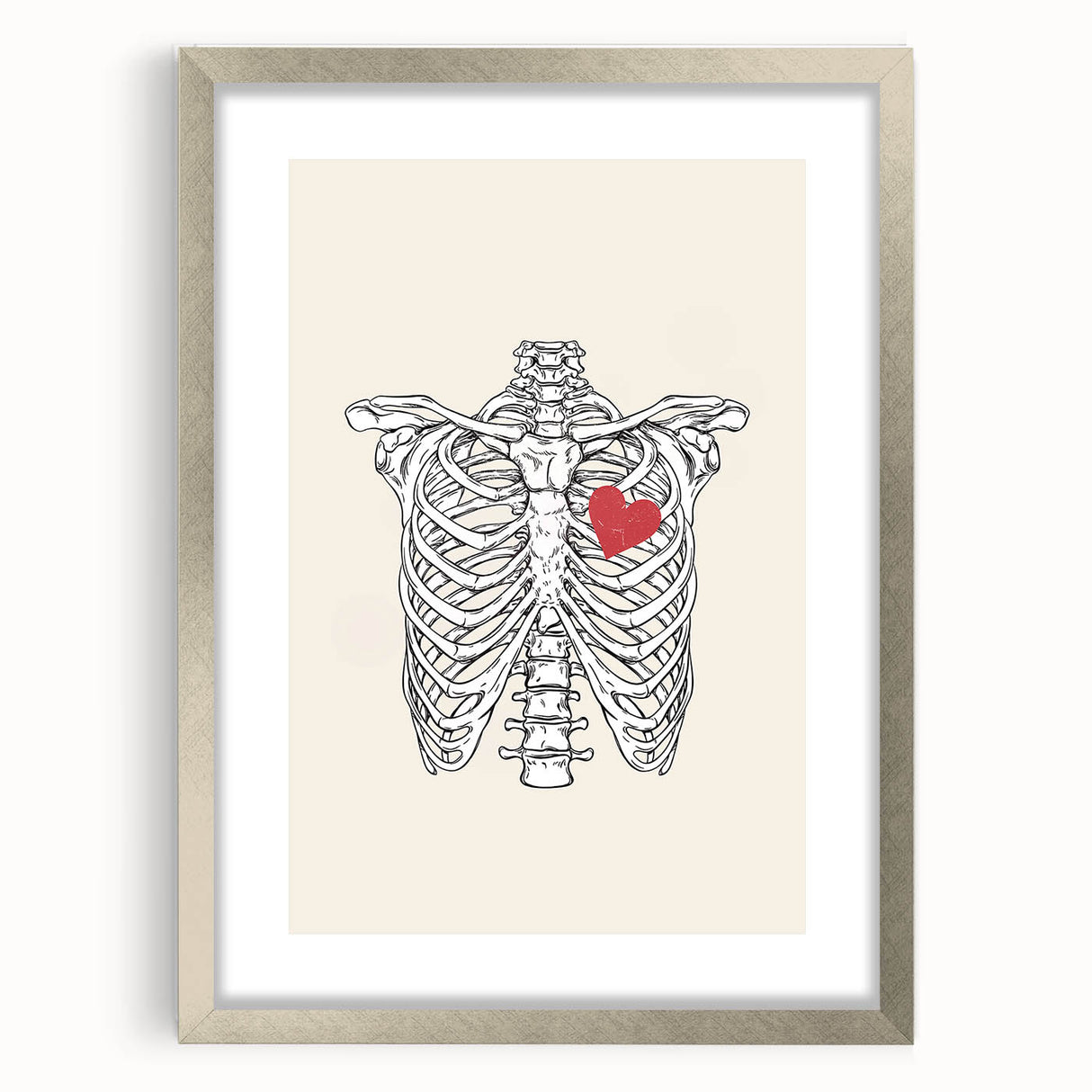 Heart and Skeleton Halloween Wall Art - Gothic Anatomical Decor