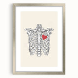 Heart and Skeleton Halloween Wall Art - Gothic Anatomical Decor
