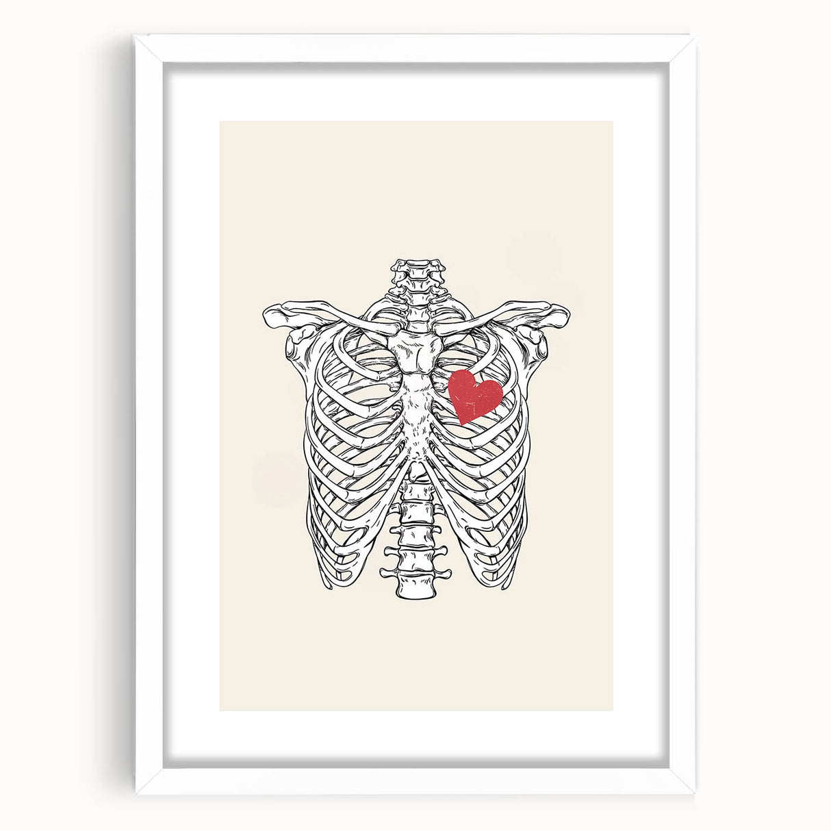 Heart and Skeleton Halloween Wall Art - Gothic Anatomical Decor