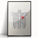 Heart and Skeleton Halloween Wall Art - Gothic Anatomical Decor