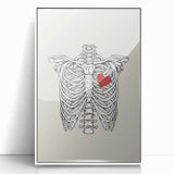 Heart and Skeleton Halloween Wall Art - Gothic Anatomical Decor