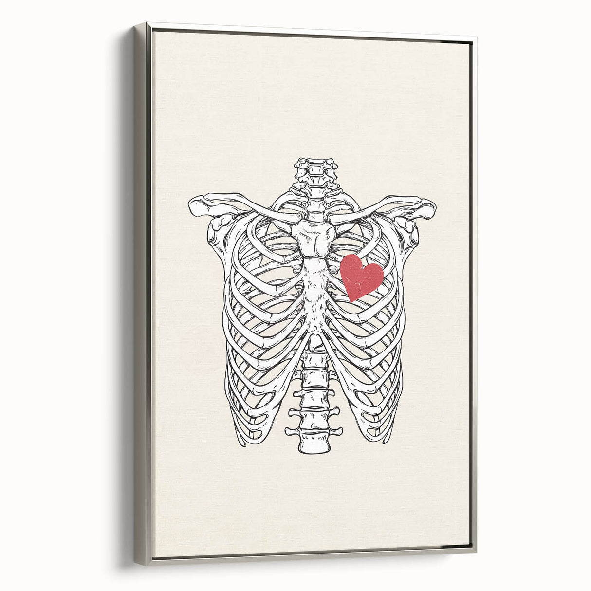 Heart and Skeleton Halloween Wall Art - Gothic Anatomical Decor