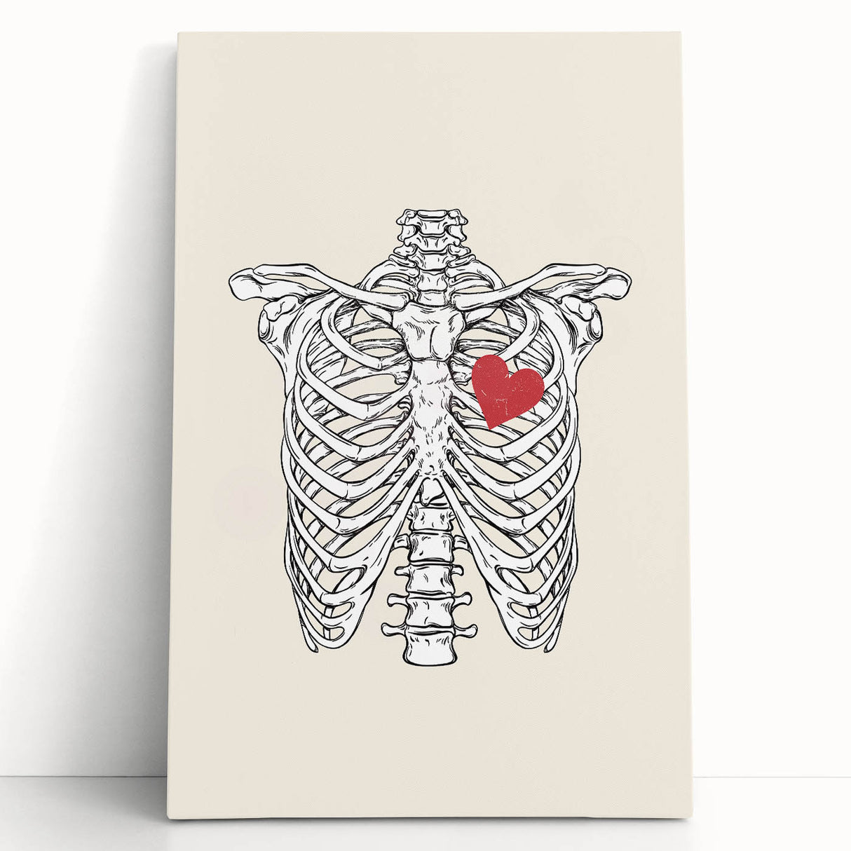 Heart and Skeleton Halloween Wall Art - Gothic Anatomical Decor