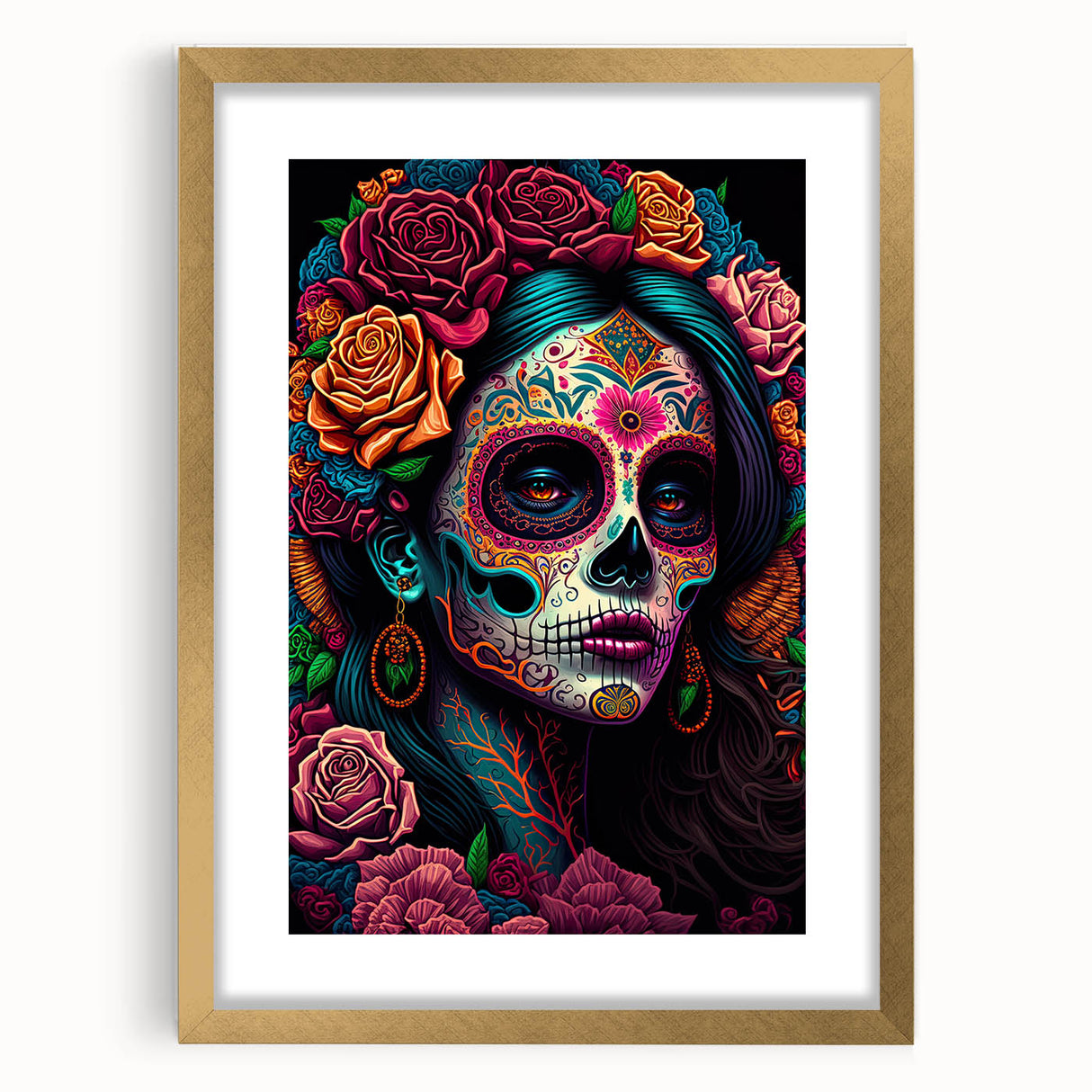 Colorful Catrina Portrait – Day of the Dead Wall Art