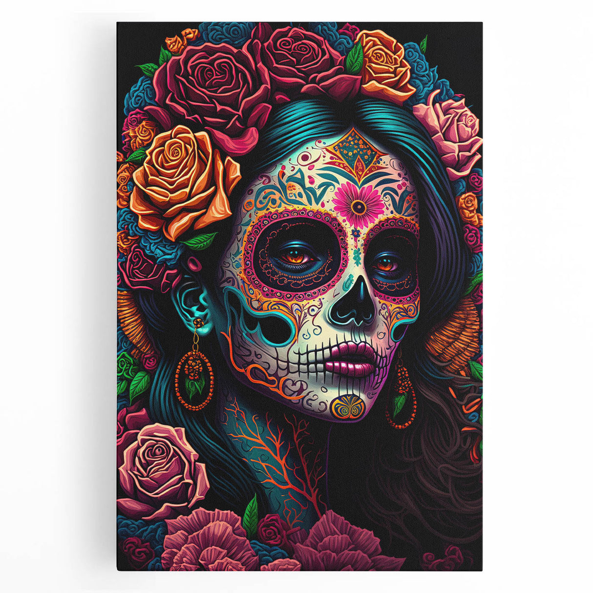 Colorful Catrina Portrait – Day of the Dead Wall Art