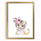 Floral Baby Tiger Girls Room Wall Art – Nursery Print