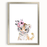Floral Baby Tiger Girls Room Wall Art – Nursery Print