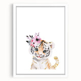 Floral Baby Tiger Girls Room Wall Art – Nursery Print