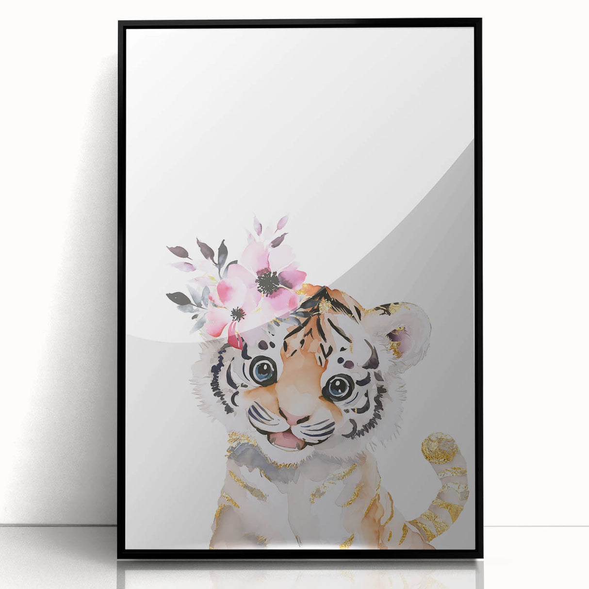 Floral Baby Tiger Girls Room Wall Art – Nursery Print
