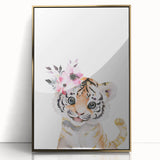 Floral Baby Tiger Girls Room Wall Art – Nursery Print