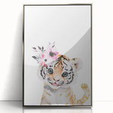 Floral Baby Tiger Girls Room Wall Art – Nursery Print