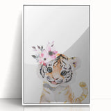 Floral Baby Tiger Girls Room Wall Art – Nursery Print