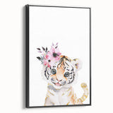 Floral Baby Tiger Girls Room Wall Art – Nursery Print