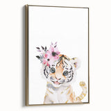 Floral Baby Tiger Girls Room Wall Art – Nursery Print