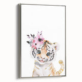 Floral Baby Tiger Girls Room Wall Art – Nursery Print