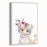 Floral Baby Tiger Girls Room Wall Art – Nursery Print