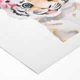 Floral Baby Tiger Girls Room Wall Art – Nursery Print