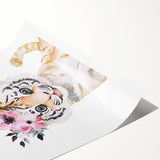 Floral Baby Tiger Girls Room Wall Art – Nursery Print