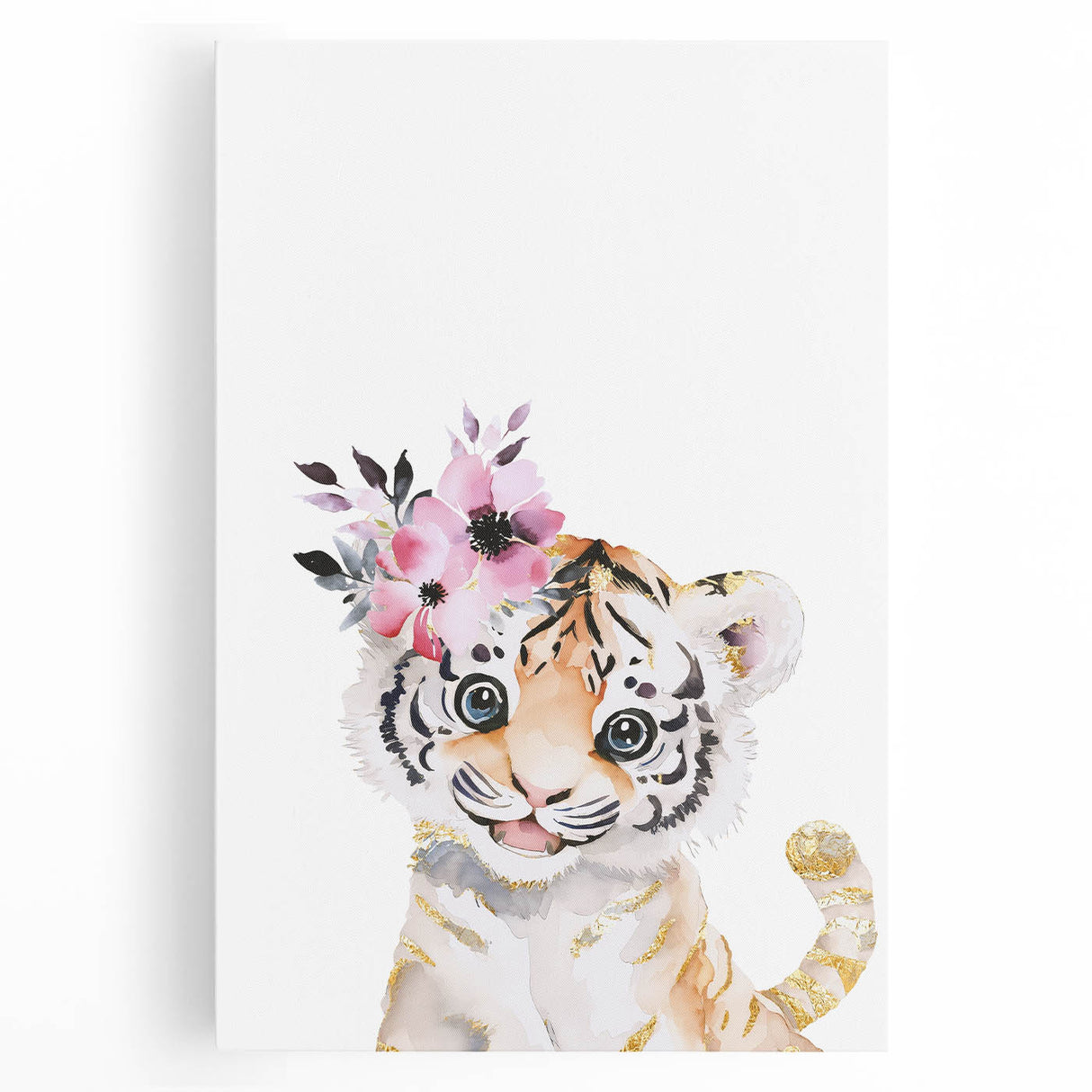 Floral Baby Tiger Girls Room Wall Art – Nursery Print