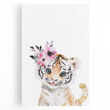 Floral Baby Tiger Girls Room Wall Art – Nursery Print