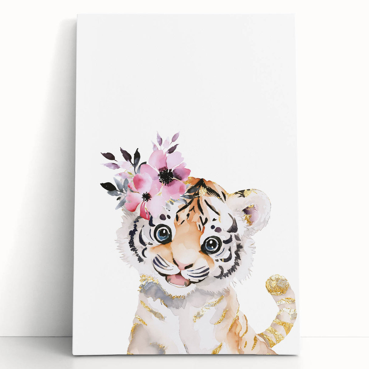 Floral Baby Tiger Girls Room Wall Art – Nursery Print