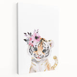 Floral Baby Tiger Girls Room Wall Art – Nursery Print