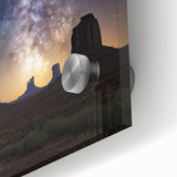 Close-up of a vibrant acrylic landscape painting showcasing a desert scene, featuring warm orange and yellow hues, ideal for modern home decor and art enthusiasts.