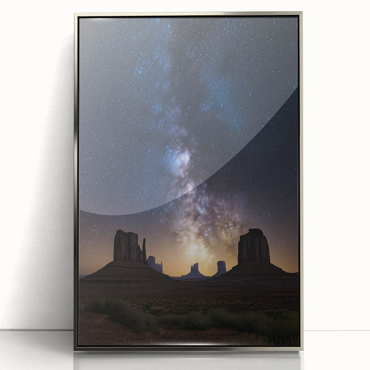 Framed acrylic artwork showcasing a stunning desert landscape, featuring vibrant colors and intricate details, ideal for home decor and nature enthusiasts.