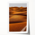 Soft, undulating dunes captured in a stunning landscape print, showcasing delicate shades of beige and gold, rolled for easy shipping and display. Perfect for home decor.