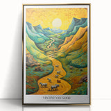 Acrylic print of Van Gogh's impressionist painting in gold frame, ideal for modern art wall decor.