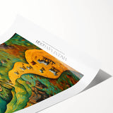 Extra large wall art featuring Van Gogh-style impressionist line art flowers in vibrant colors on a rolled canvas.