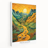 Impressionist-style painting of a starry night in vibrant blue and yellow hues on stretched canvas.