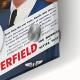 Vintage Chesterfield Cigarettes Ad Poster | Retro Flight Attendant Art