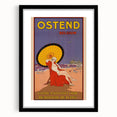 Ostend Belgium Retro Travel Poster | Vintage Beach & Umbrella Art