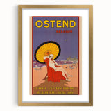 Ostend Belgium Retro Travel Poster | Vintage Beach & Umbrella Art