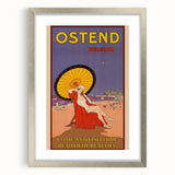 Ostend Belgium Retro Travel Poster | Vintage Beach & Umbrella Art