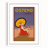 Ostend Belgium Retro Travel Poster | Vintage Beach & Umbrella Art