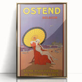Ostend Belgium Retro Travel Poster | Vintage Beach & Umbrella Art