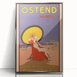 Ostend Belgium Retro Travel Poster | Vintage Beach & Umbrella Art