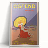 Ostend Belgium Retro Travel Poster | Vintage Beach & Umbrella Art