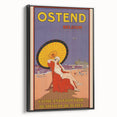 Ostend Belgium Retro Travel Poster | Vintage Beach & Umbrella Art