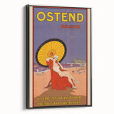 Ostend Belgium Retro Travel Poster | Vintage Beach & Umbrella Art