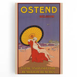 Ostend Belgium Retro Travel Poster | Vintage Beach & Umbrella Art