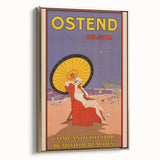 Ostend Belgium Retro Travel Poster | Vintage Beach & Umbrella Art