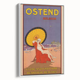 Ostend Belgium Retro Travel Poster | Vintage Beach & Umbrella Art