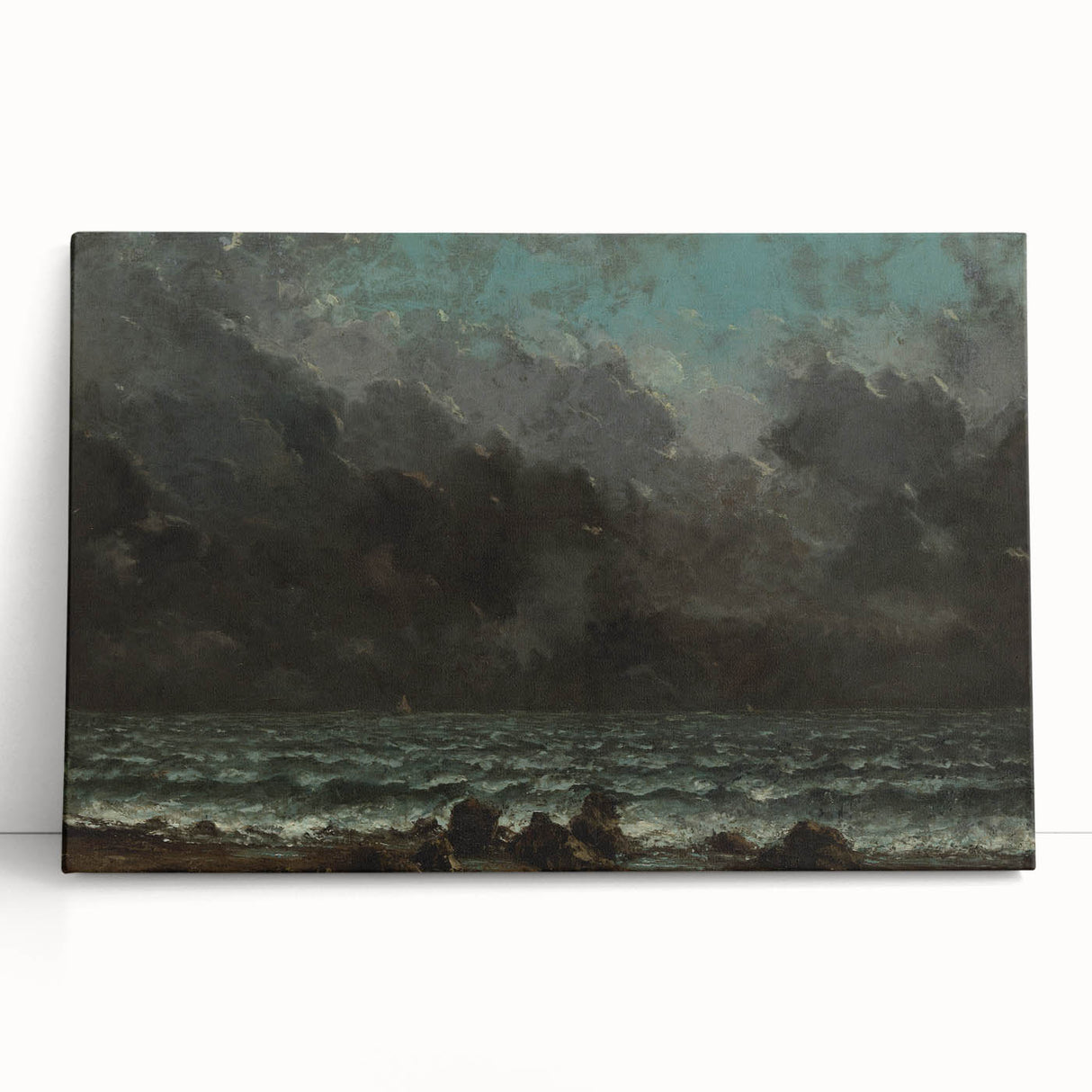 Realism Art Canvas - The Sea by Gustave Courbet Dark Ocean Print