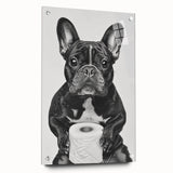 French Bulldog Bathroom Wall Art - Bold Black and White Decor