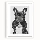 French Bulldog Bathroom Wall Art - Bold Black and White Decor